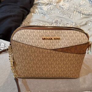 Michael Kors Tan and Brown Crossbody Bag